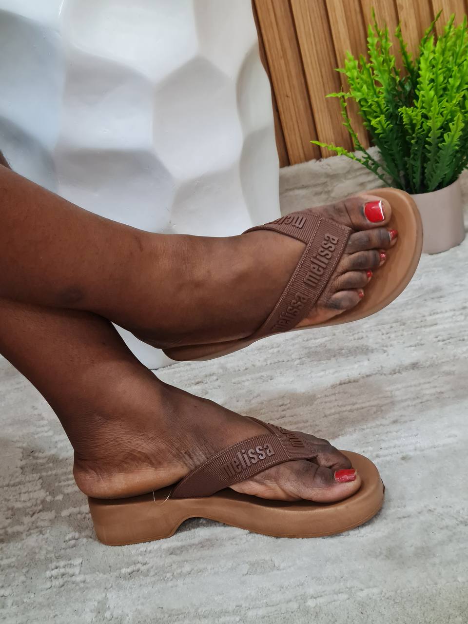 melissa platform rubber slippers - brown