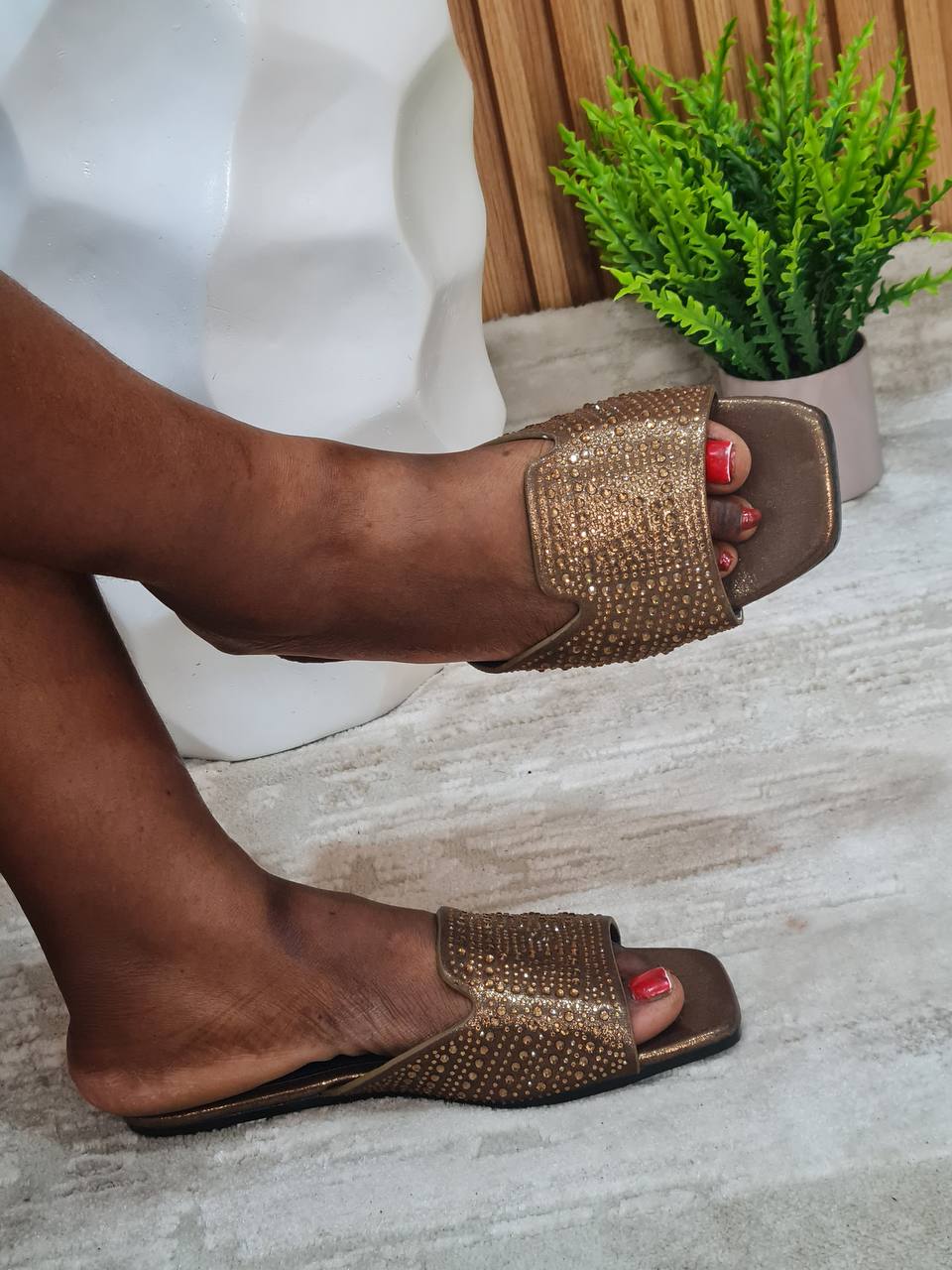 listera slippers with stones - bronze