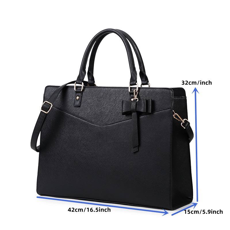 laptop handbag with bow - black
