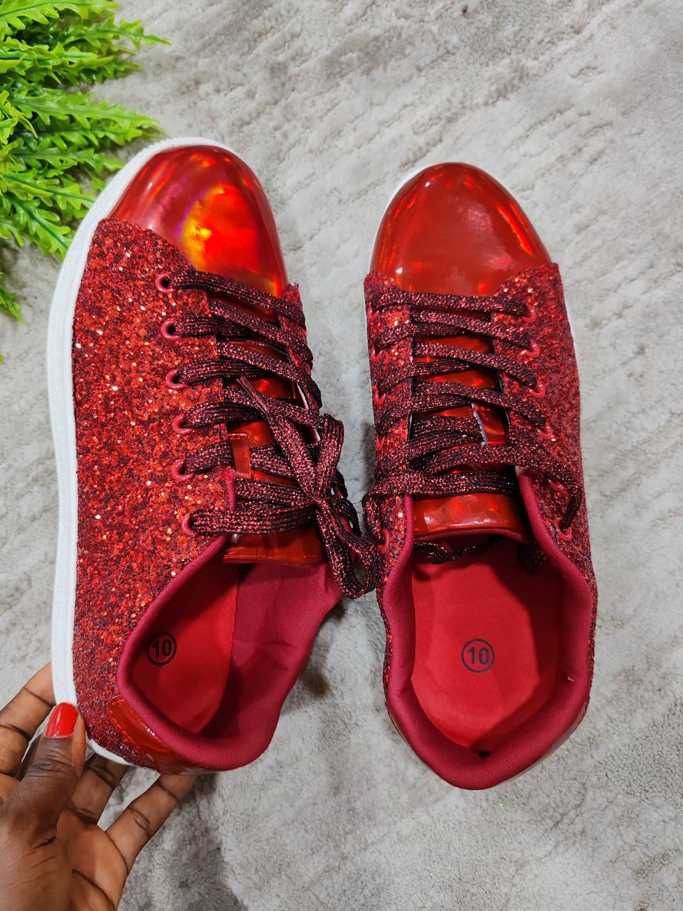 free walk glitter sneakers - red