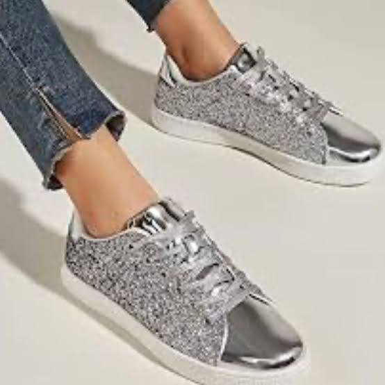 free walk glitter sneakers - silver