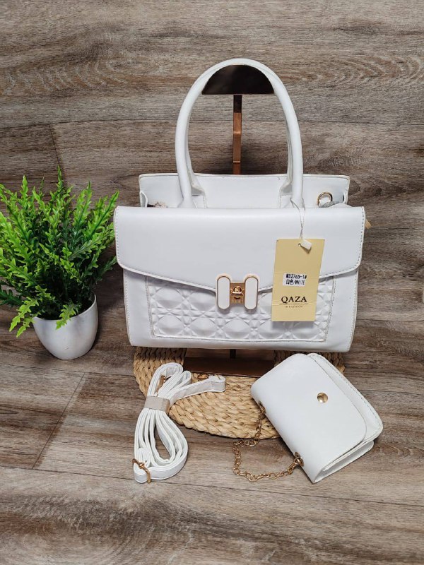 qaza handbag with h in front md2765 - white