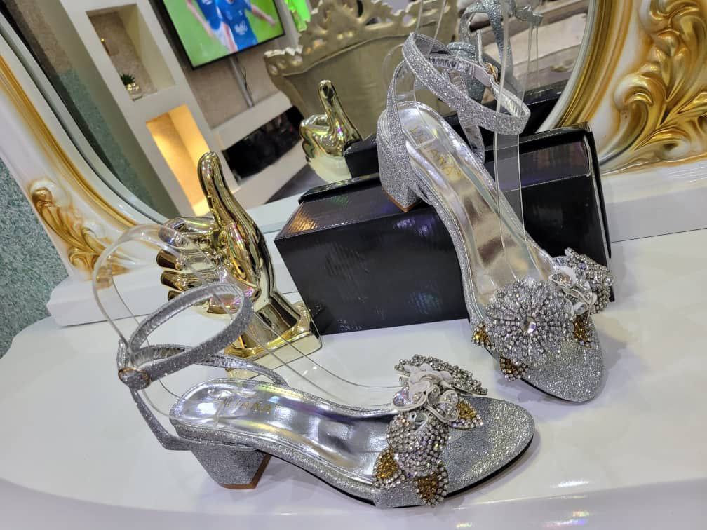 liliana floral block heel sandal - silver