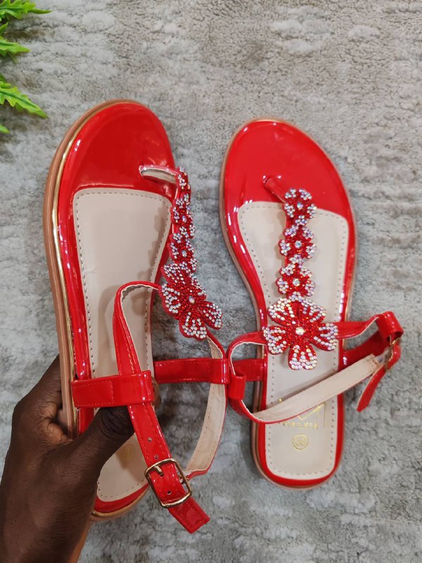 malkia flat sandal - red