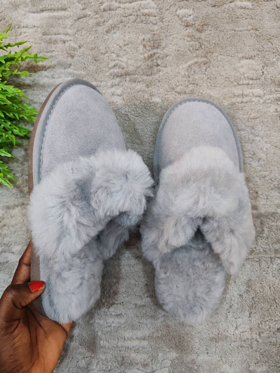 walkx fur slippers - grey