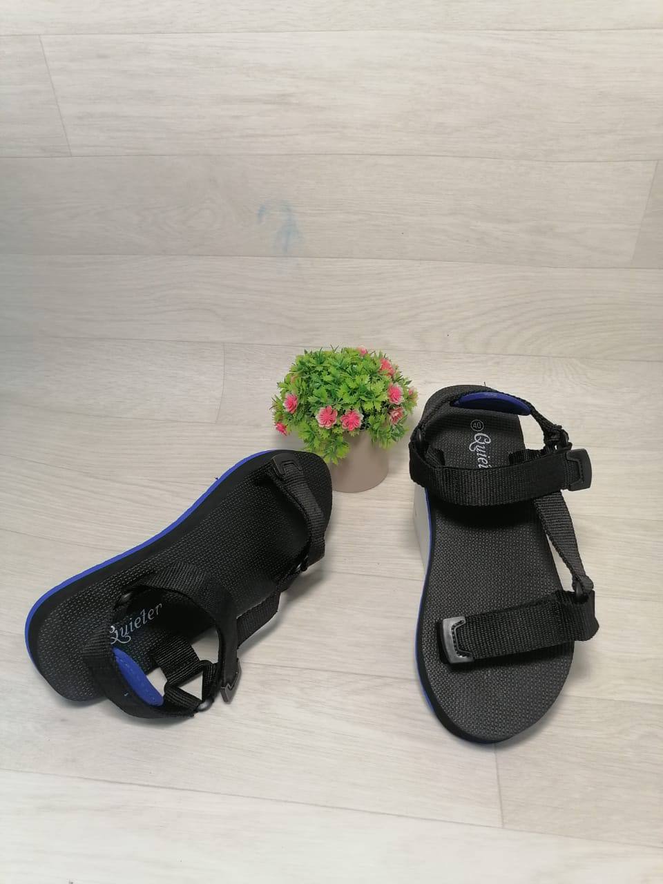 quieter trekkers - black with blue sole