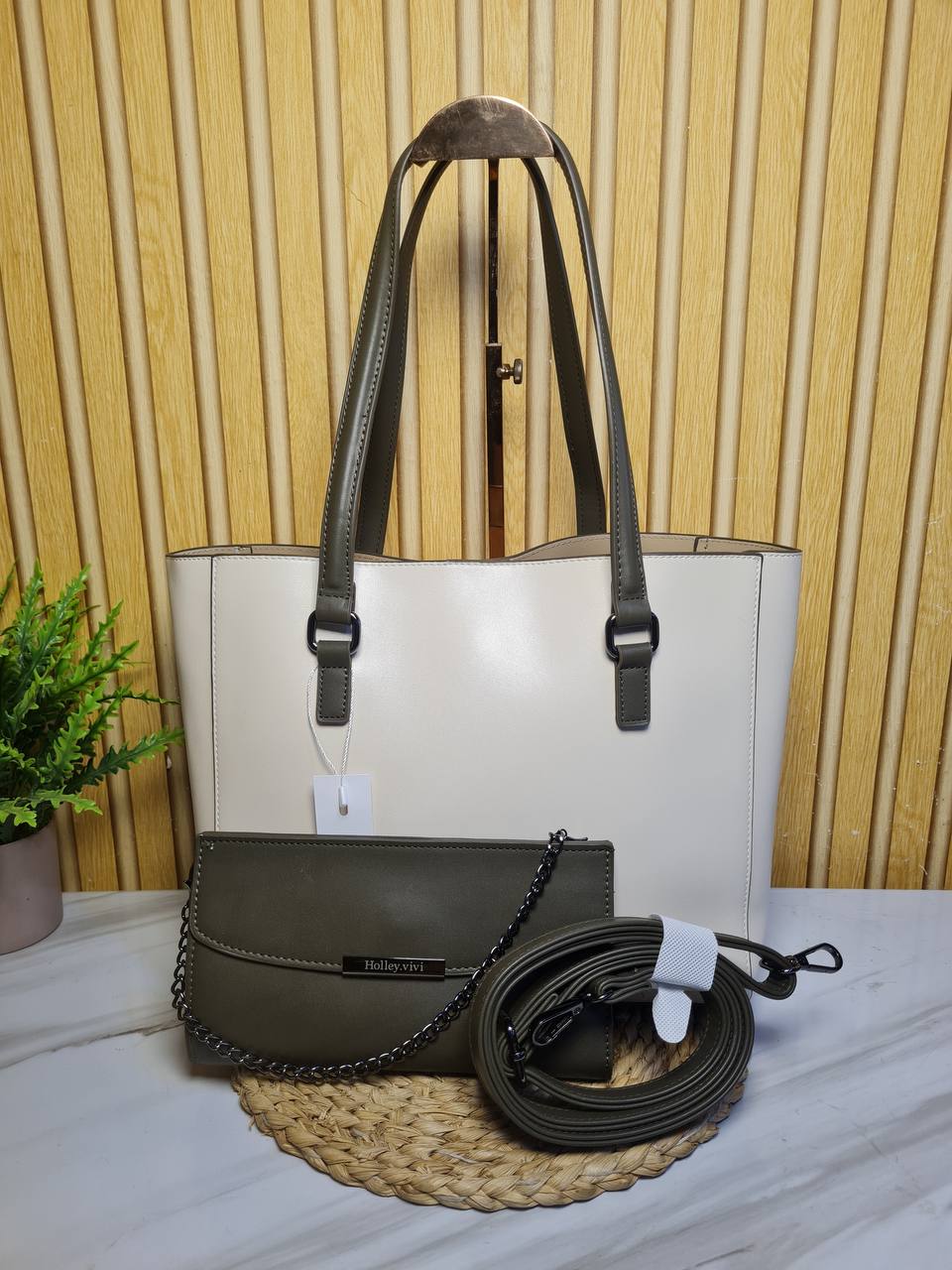 holly vivi handbag 11115 - beige/green