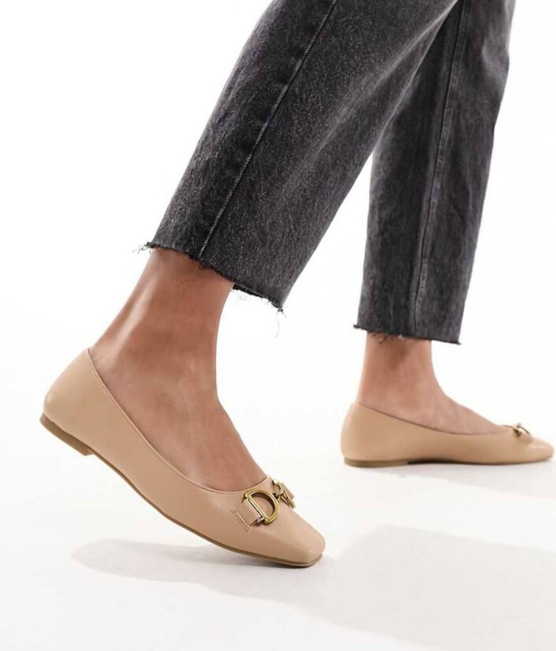 asos design flat shoe - nude