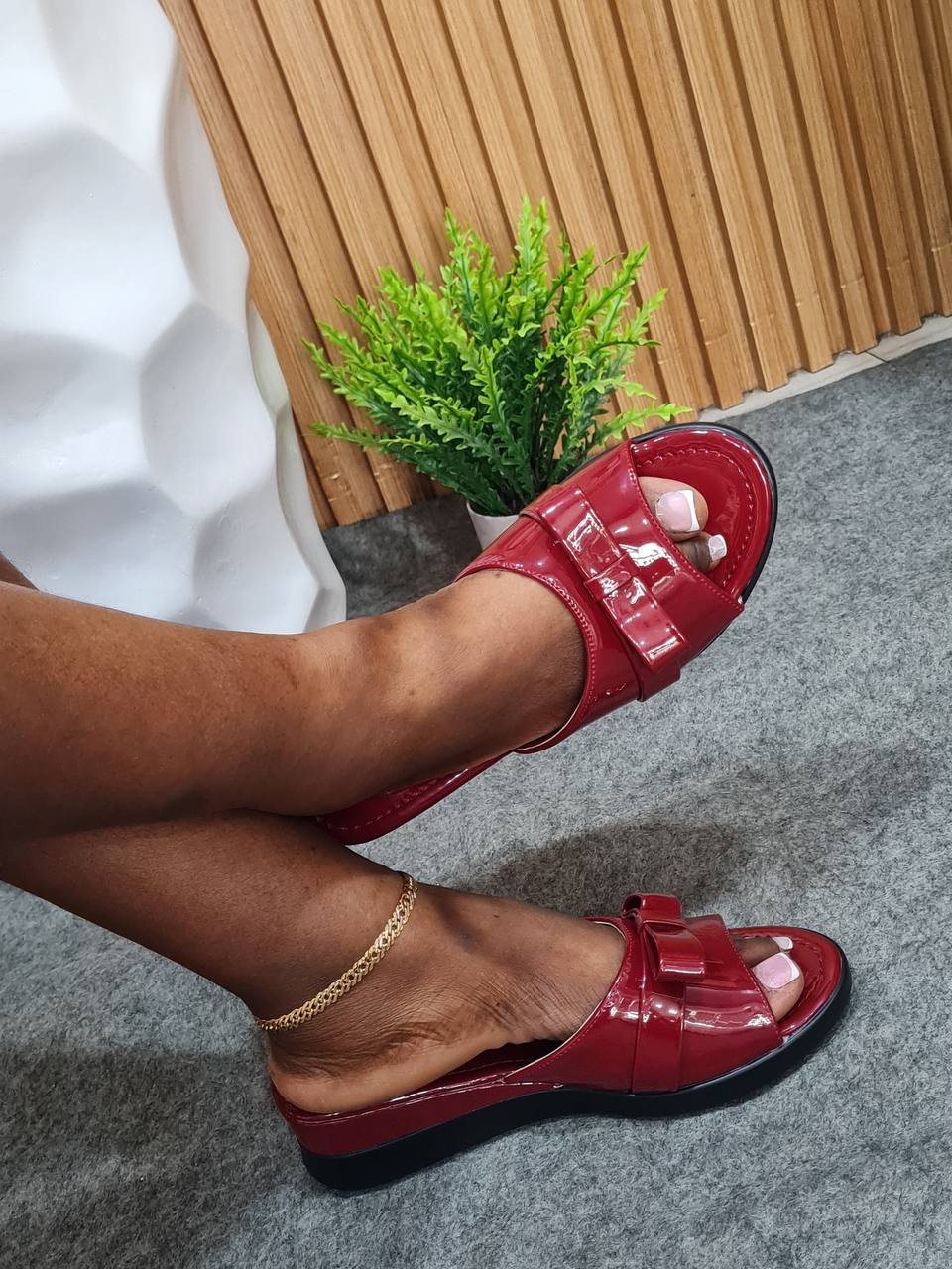 e-link top fashion high slippers - wine
