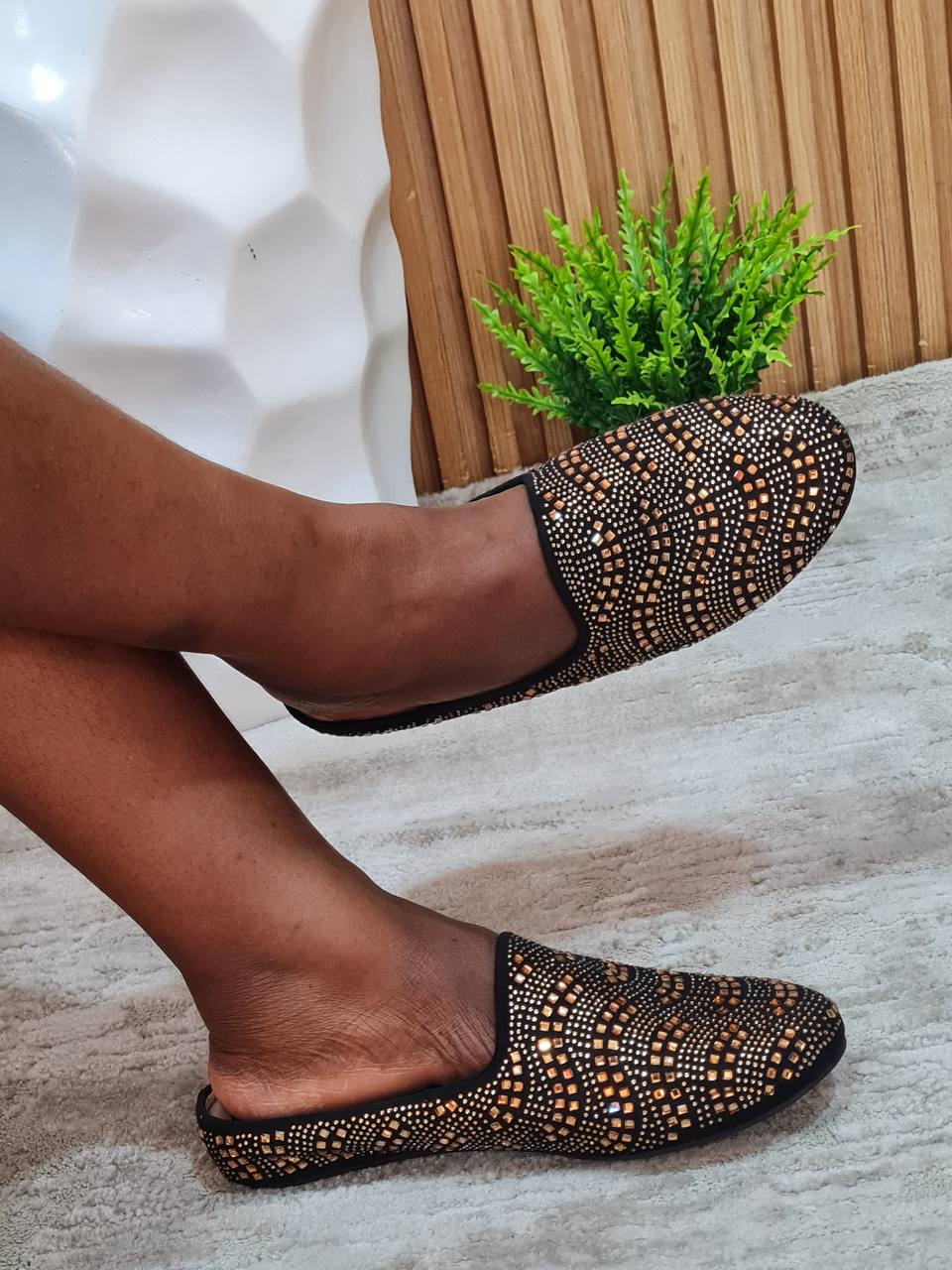 francois half shoes straight design - gold
