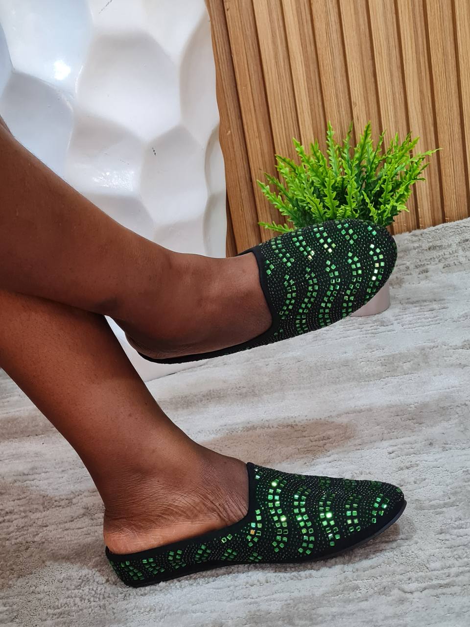 francois half shoes straight design - green