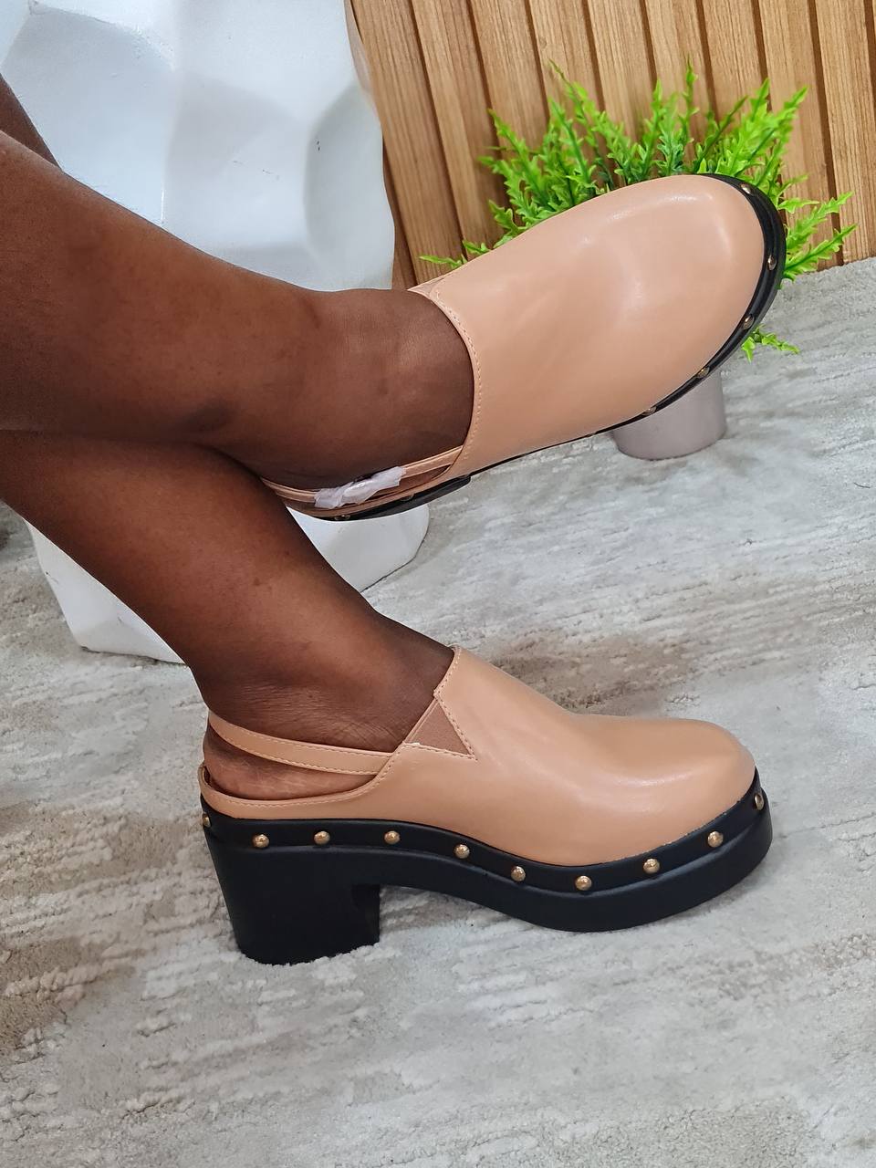 golden kello mules - nude