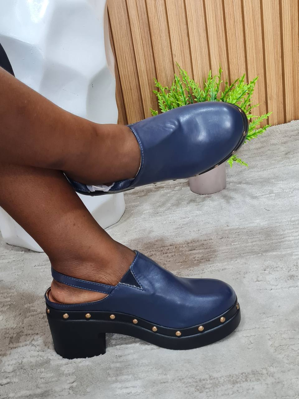 golden kello mules - blue