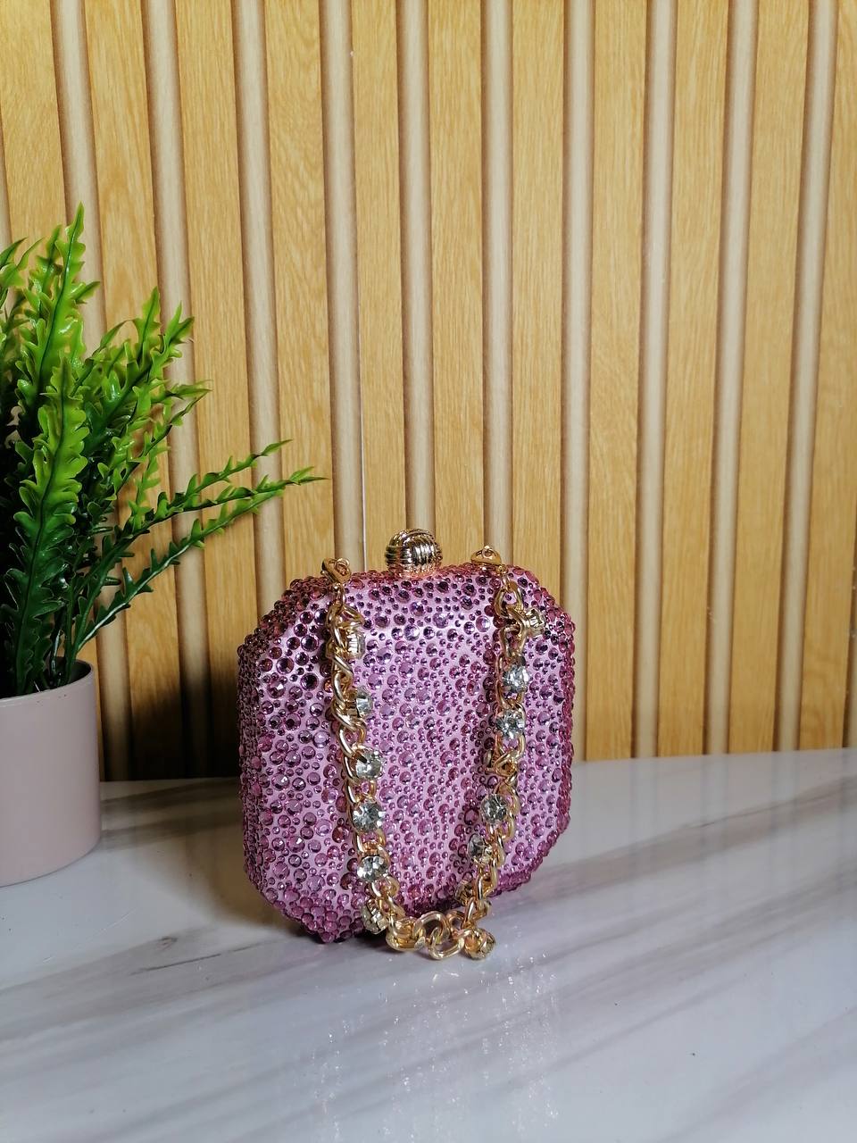 mini party purse with stones - pink