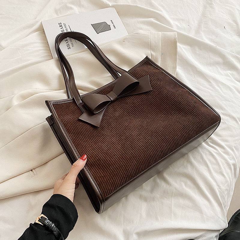 5102 bag with big bow in front - coffee