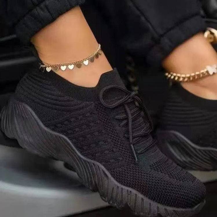 fabric sneakers with lace (1st) - black