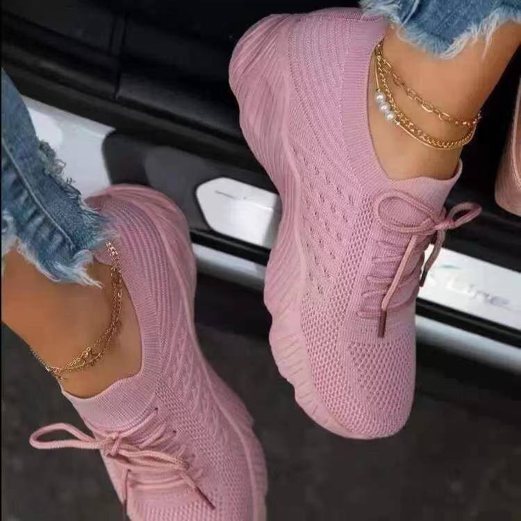 fabric sneakers with lace (old design) - pink