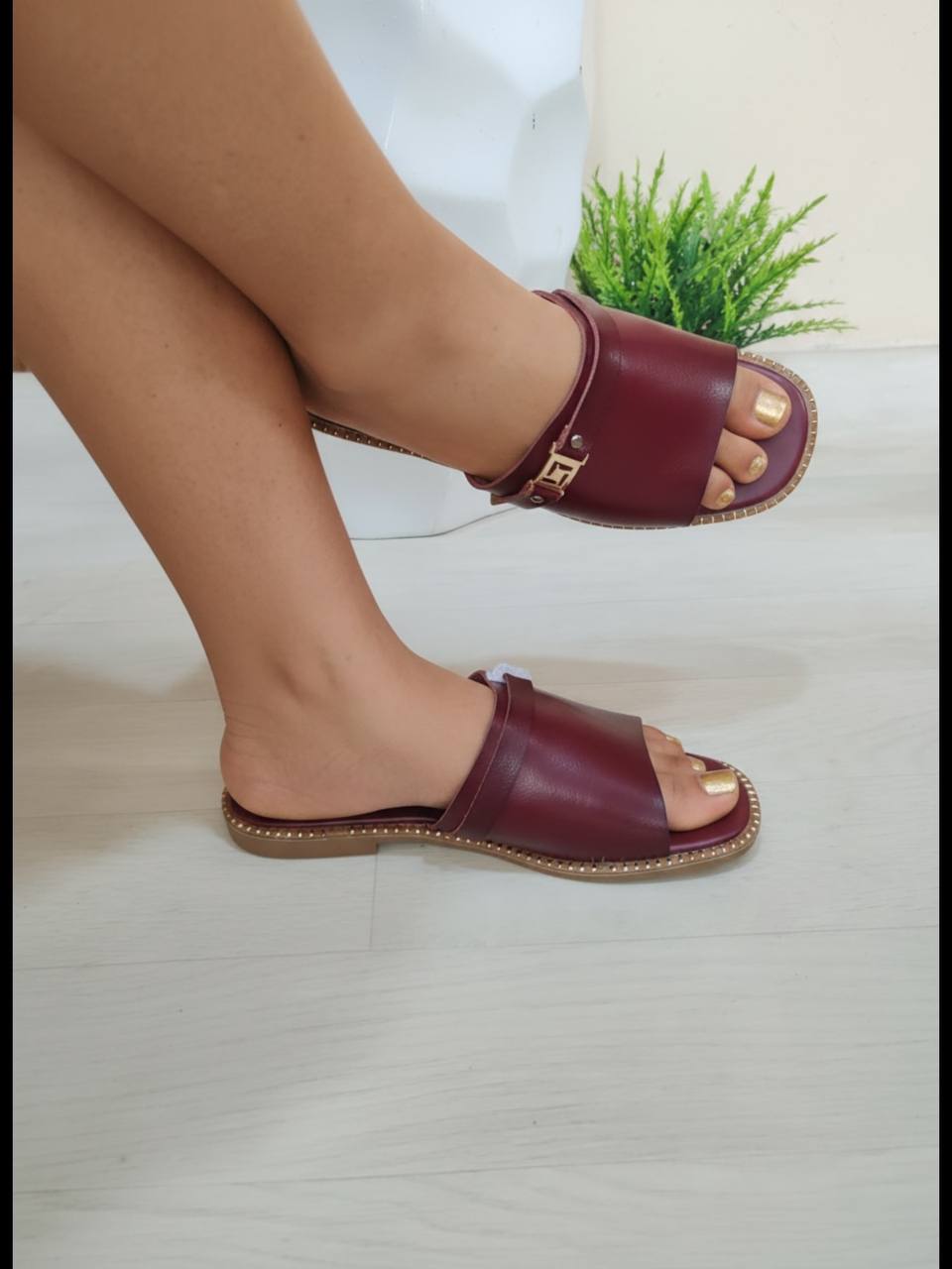kalubasic leather slides - wine
