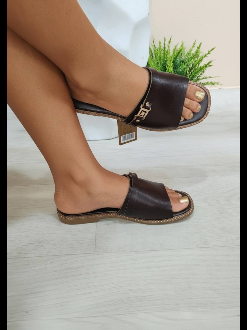 kalubasic leather slides - coffee