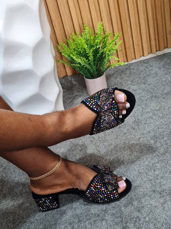 levinya medium block heel slippers - multicolor