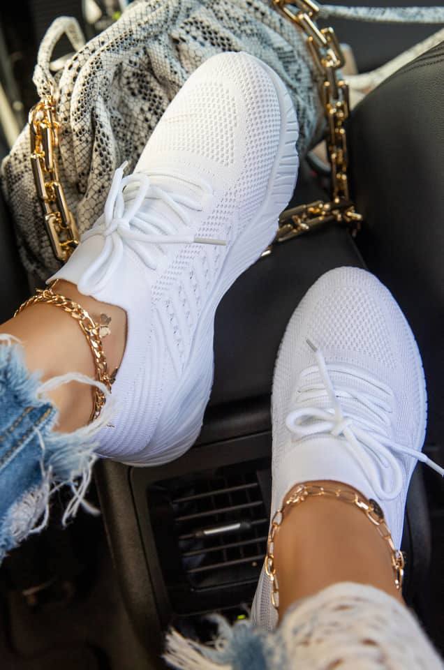 fabric sneakers with lace (old design) - white