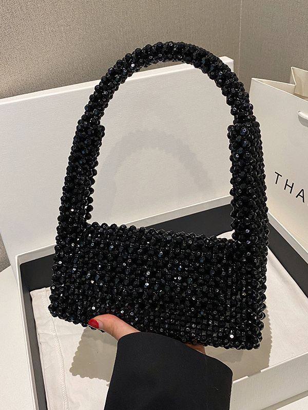 beaded mini bag - black