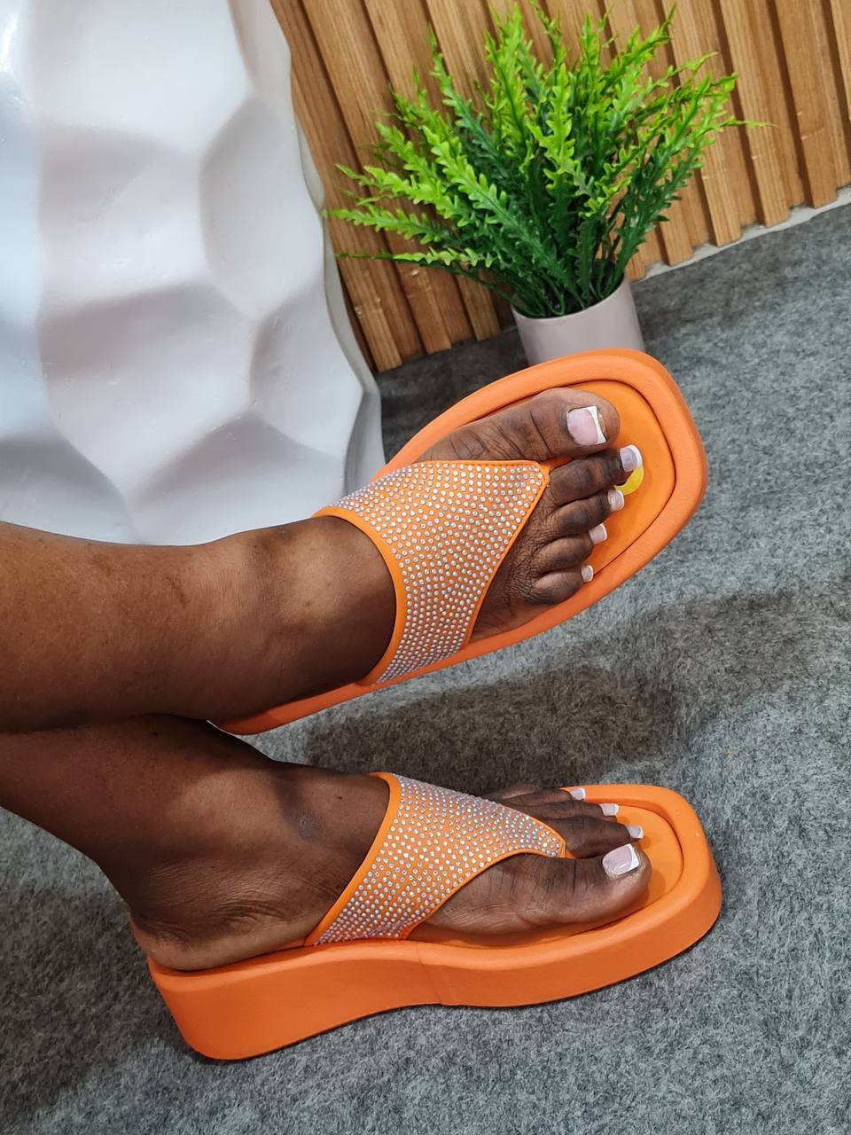 fly stoned slippers - orange