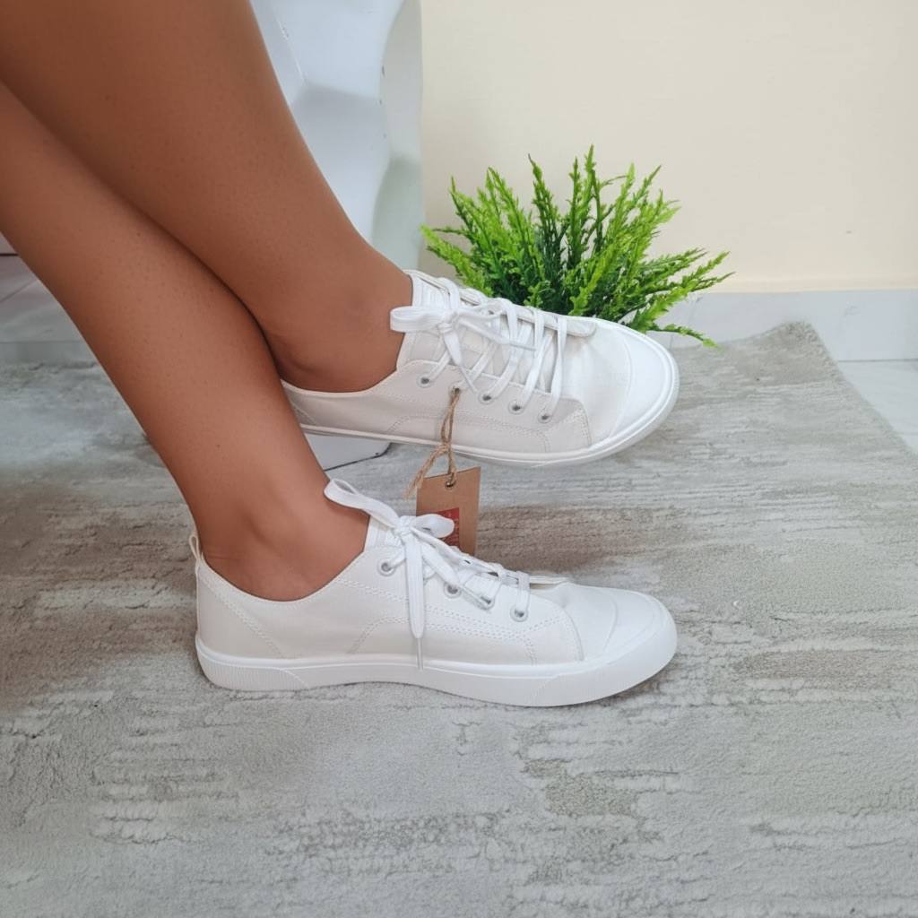 big star lace up sneakers - white