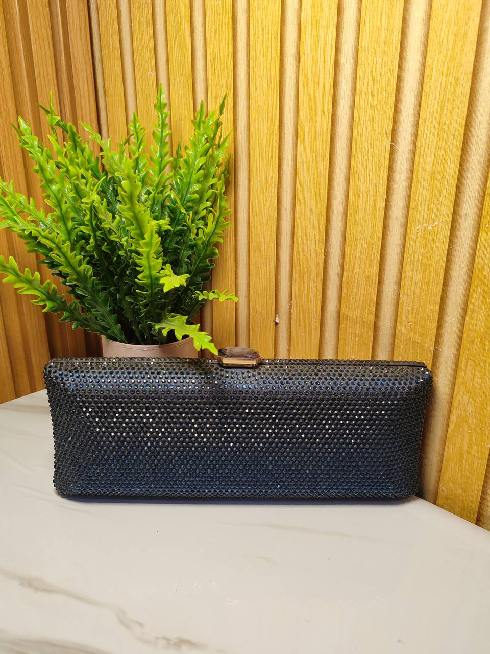long party purse with stones 21296 - navy blue