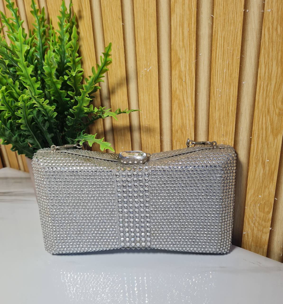 butterfly party purse x773 - plain silver