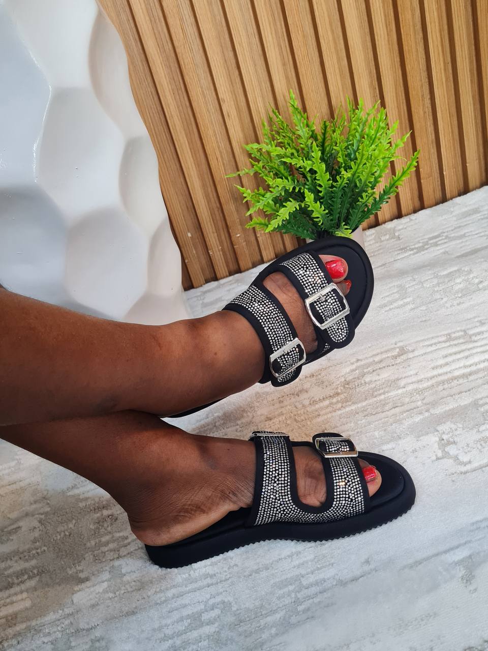 top fashion slippers - silver