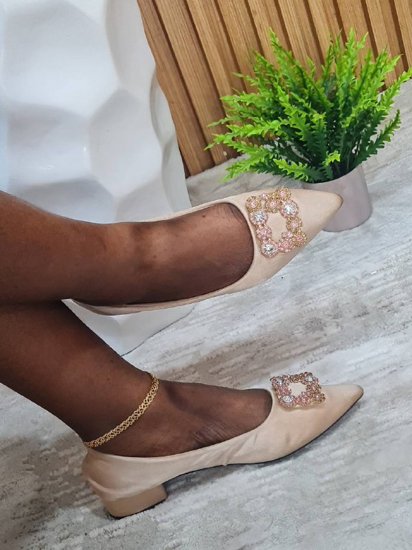 wei ming xin block heel shoes with pink/gold square - rose gold