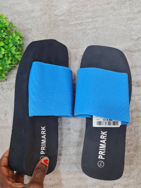 primark platform wedge slippers - blue