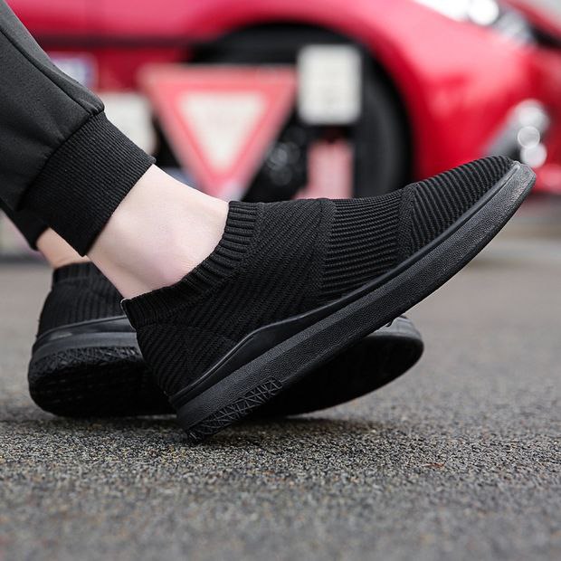fabric sneakers with rough sole - plain black