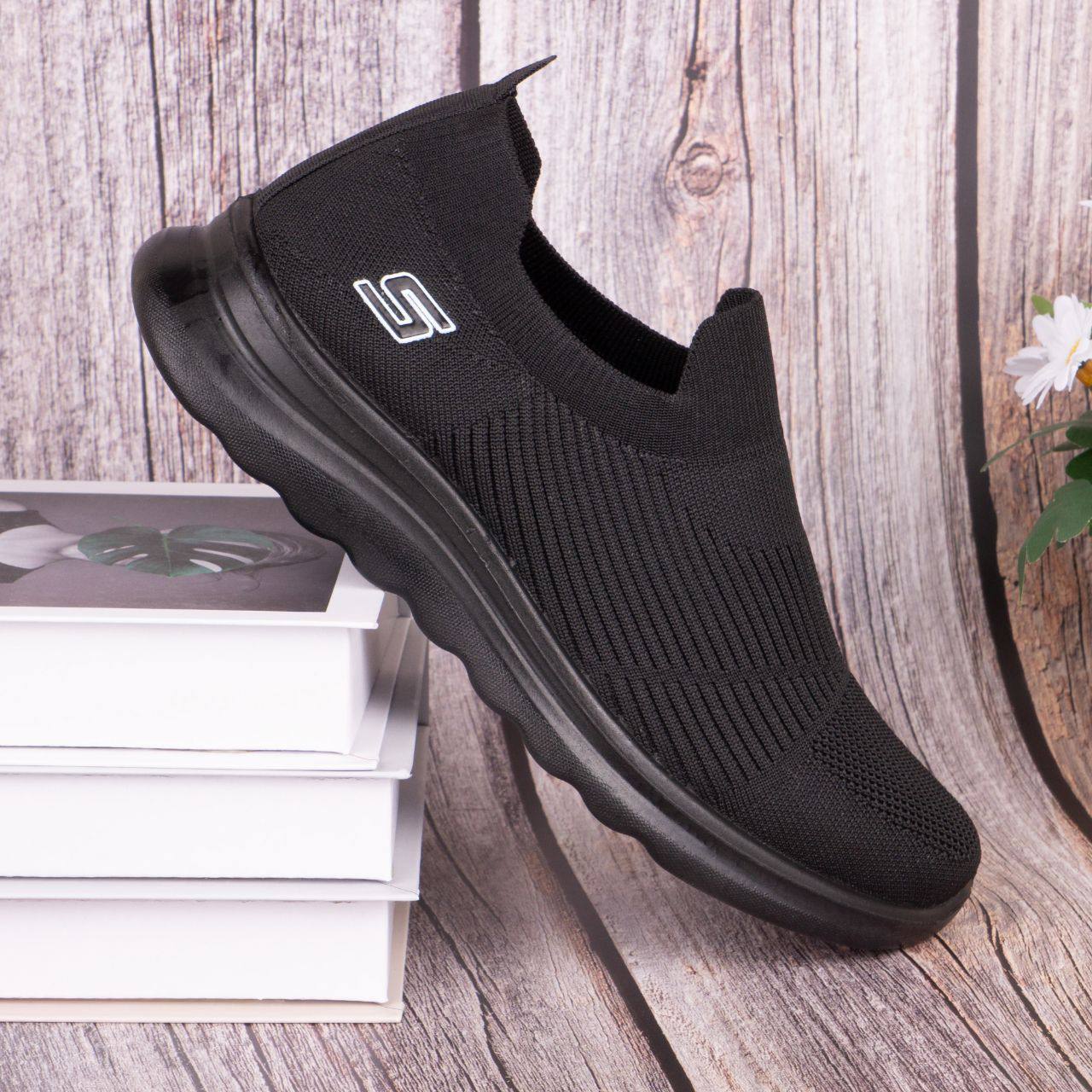 fabric sneakers with s sneakers - black