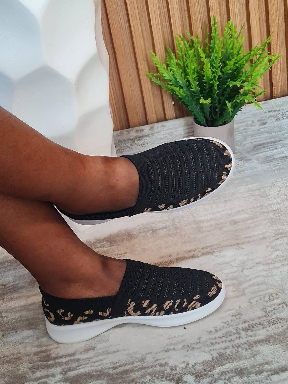 animal skin sneakers - black 