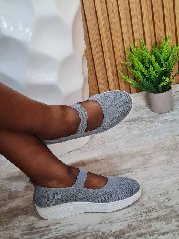 fabric sneakers with strap on top - grey