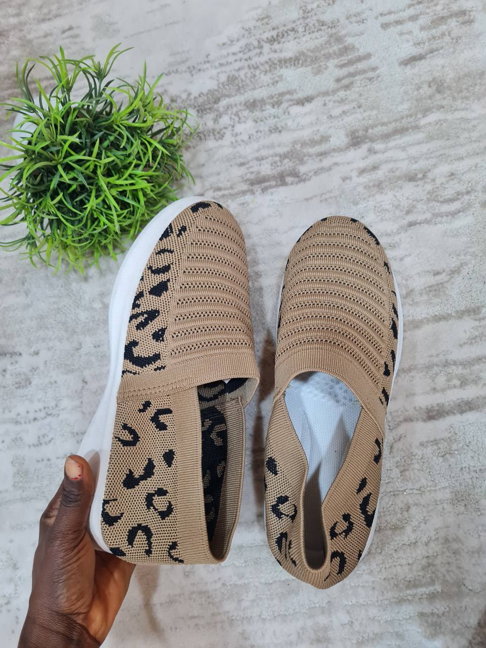 animal skin sneakers - brown