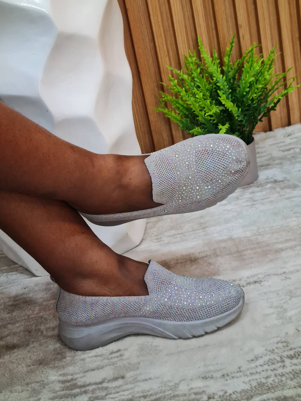 sport sport sneakers with stones - grey