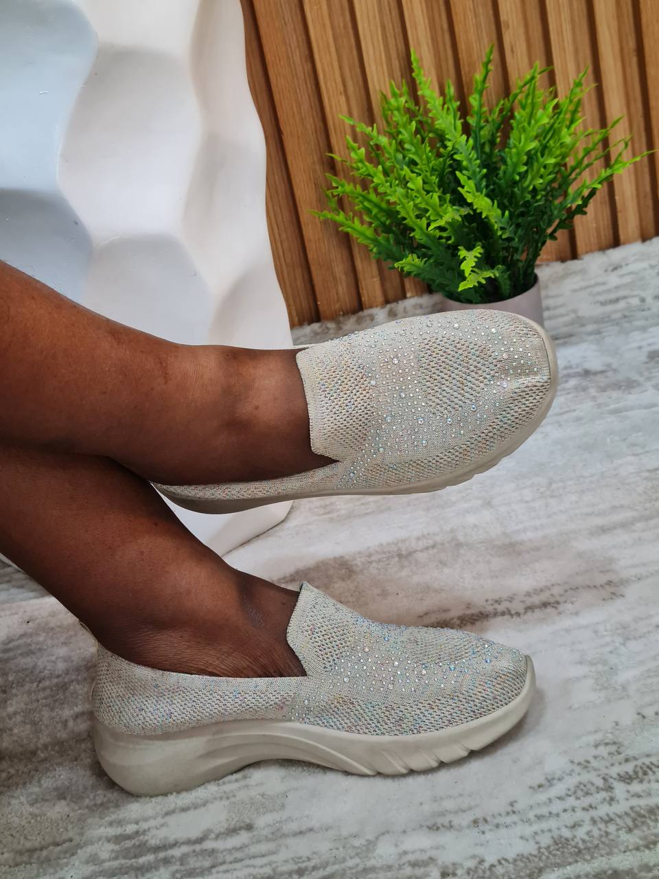 sport sport sneakers with stones - nude