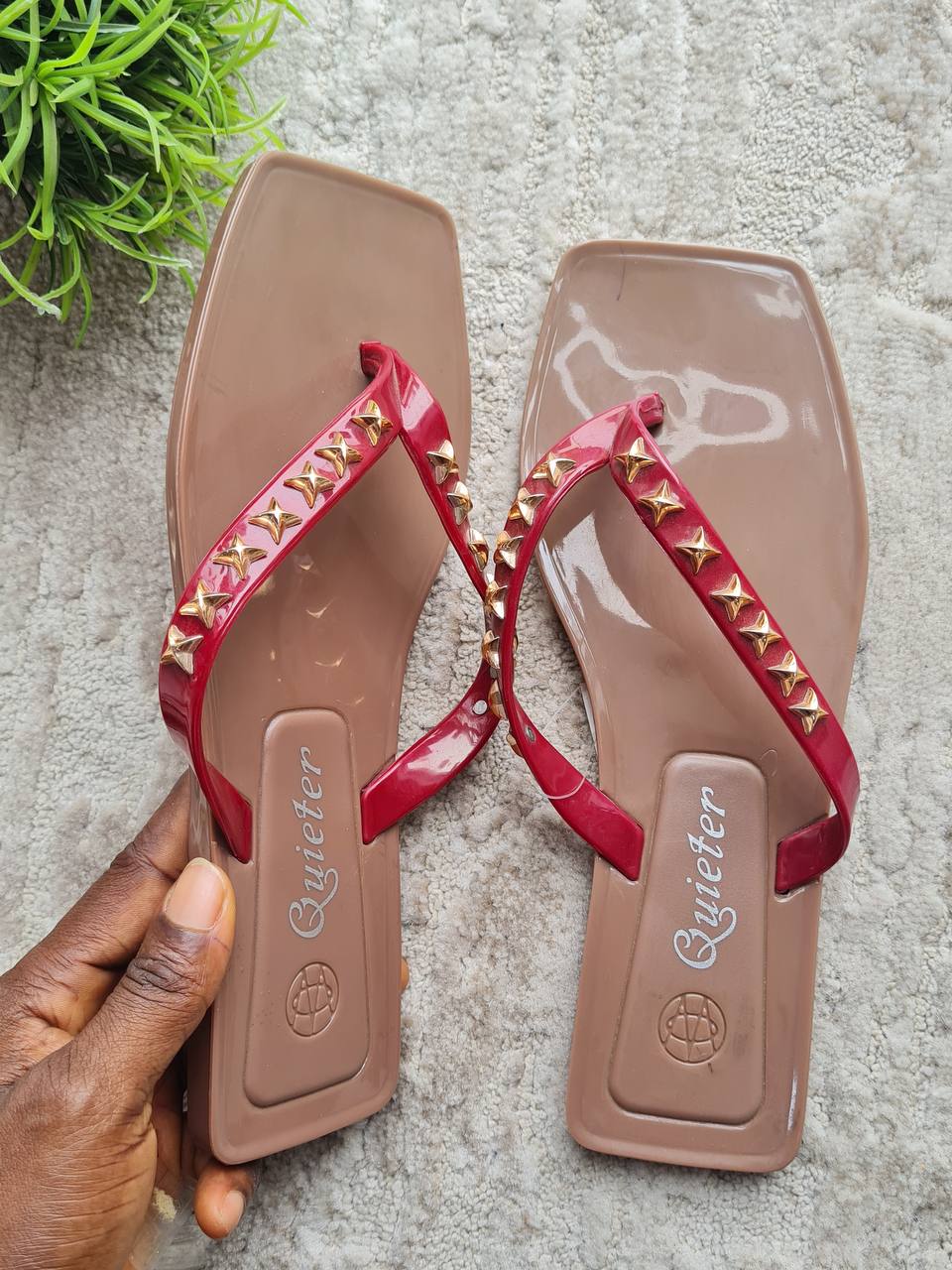 quieter flat slippers (jelly) - wine