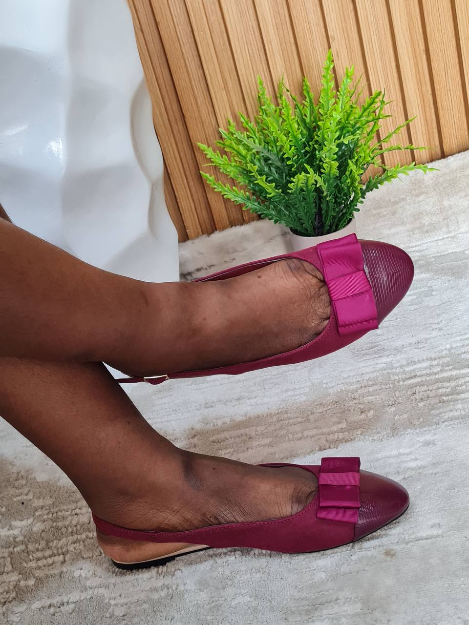forever 21 flat sandal with bow - wine