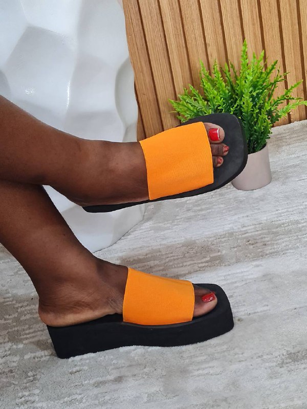 primark platform wedge slippers - orange