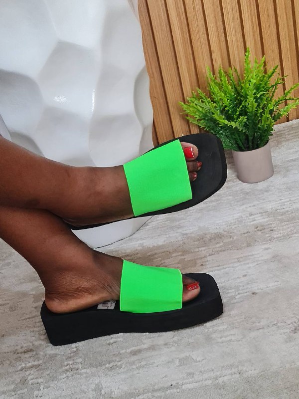 primark platform wedge slippers - green