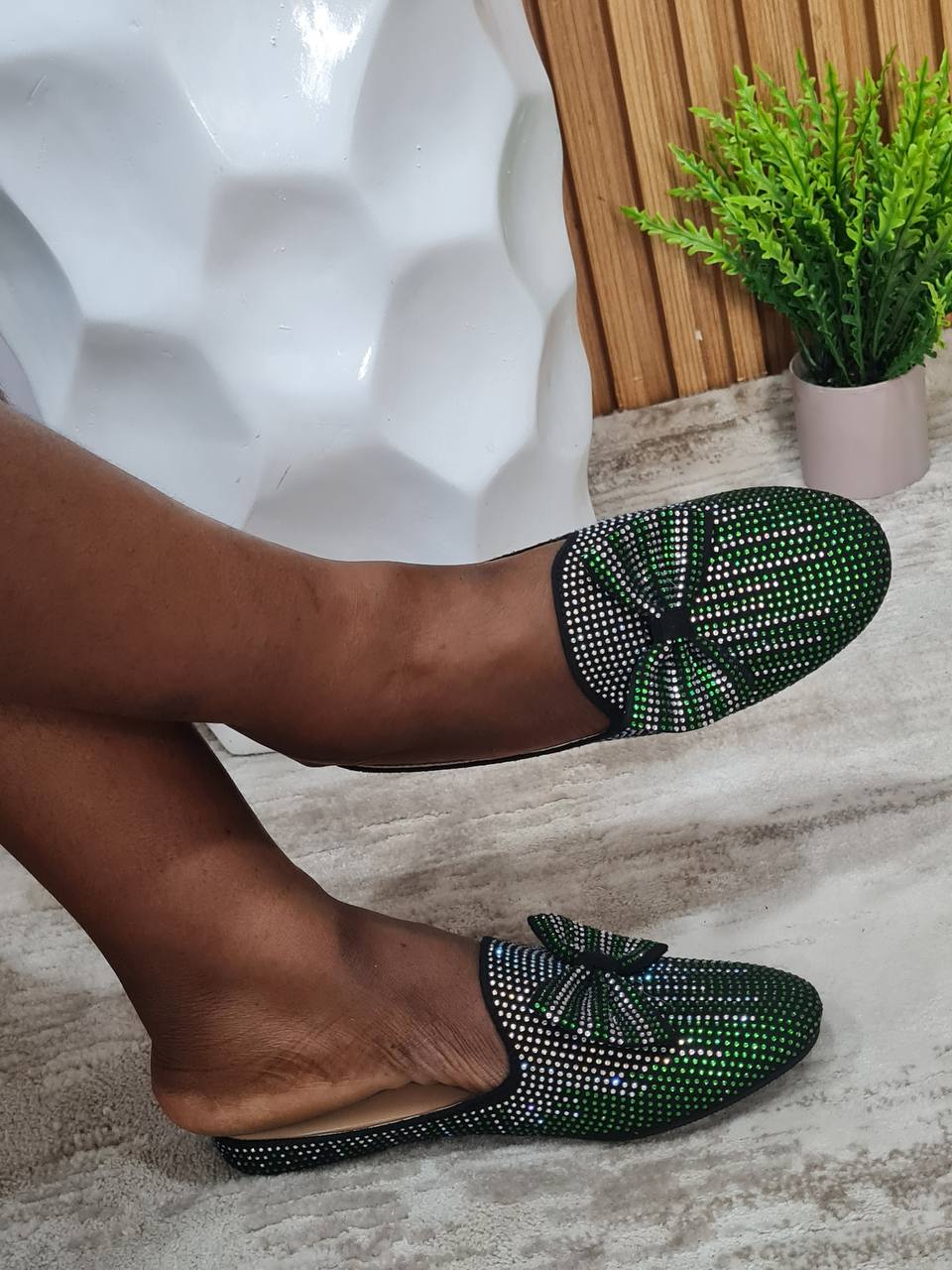 profeili half shoes with bow - green