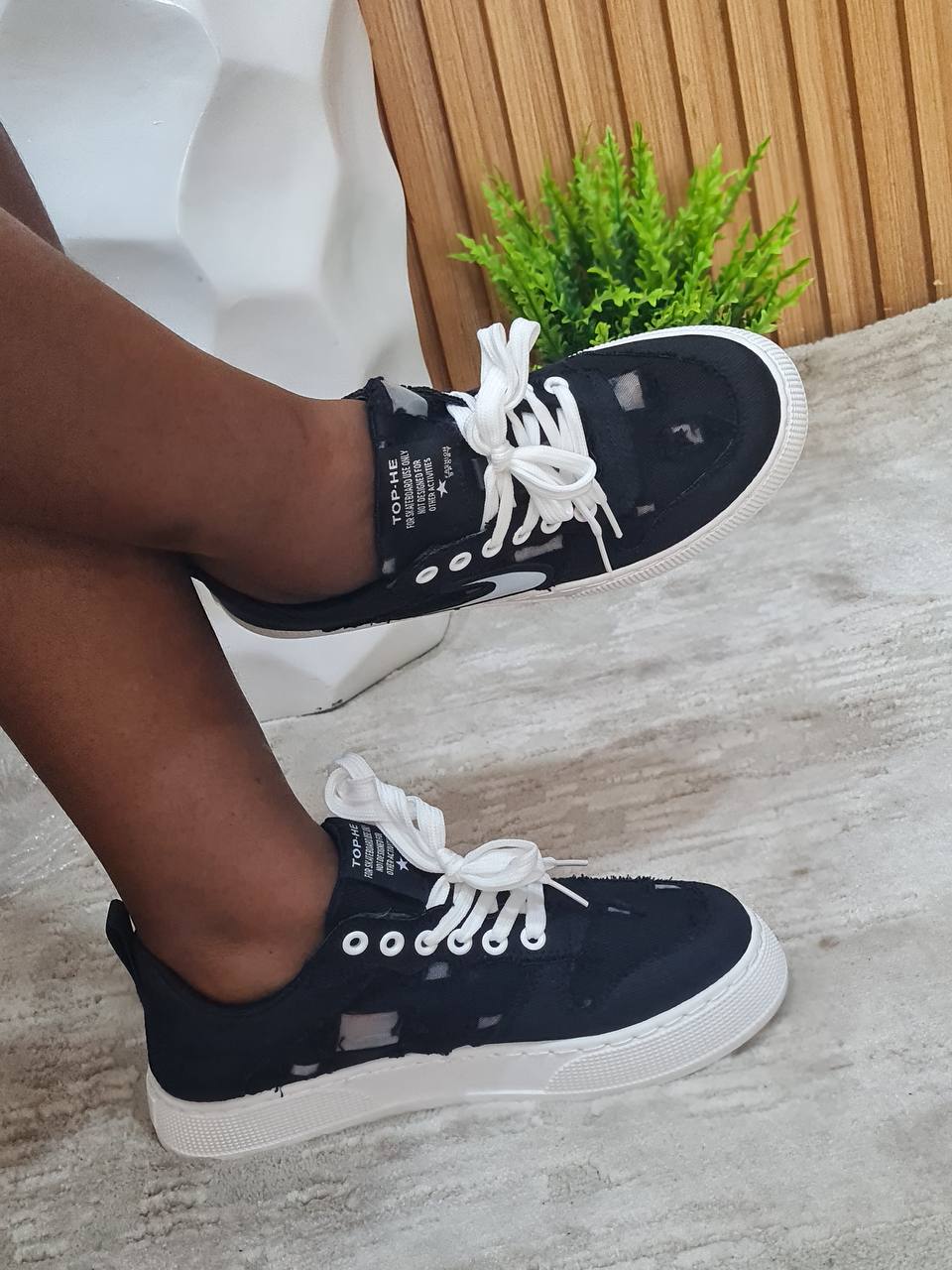 top he sneakers - black/white
