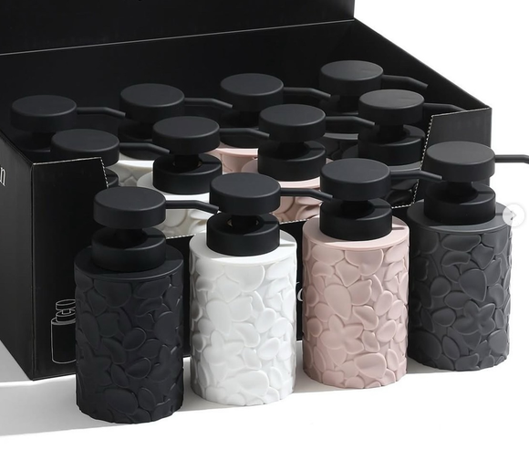 long pebble patterned with wood top home and fun soap dispenser