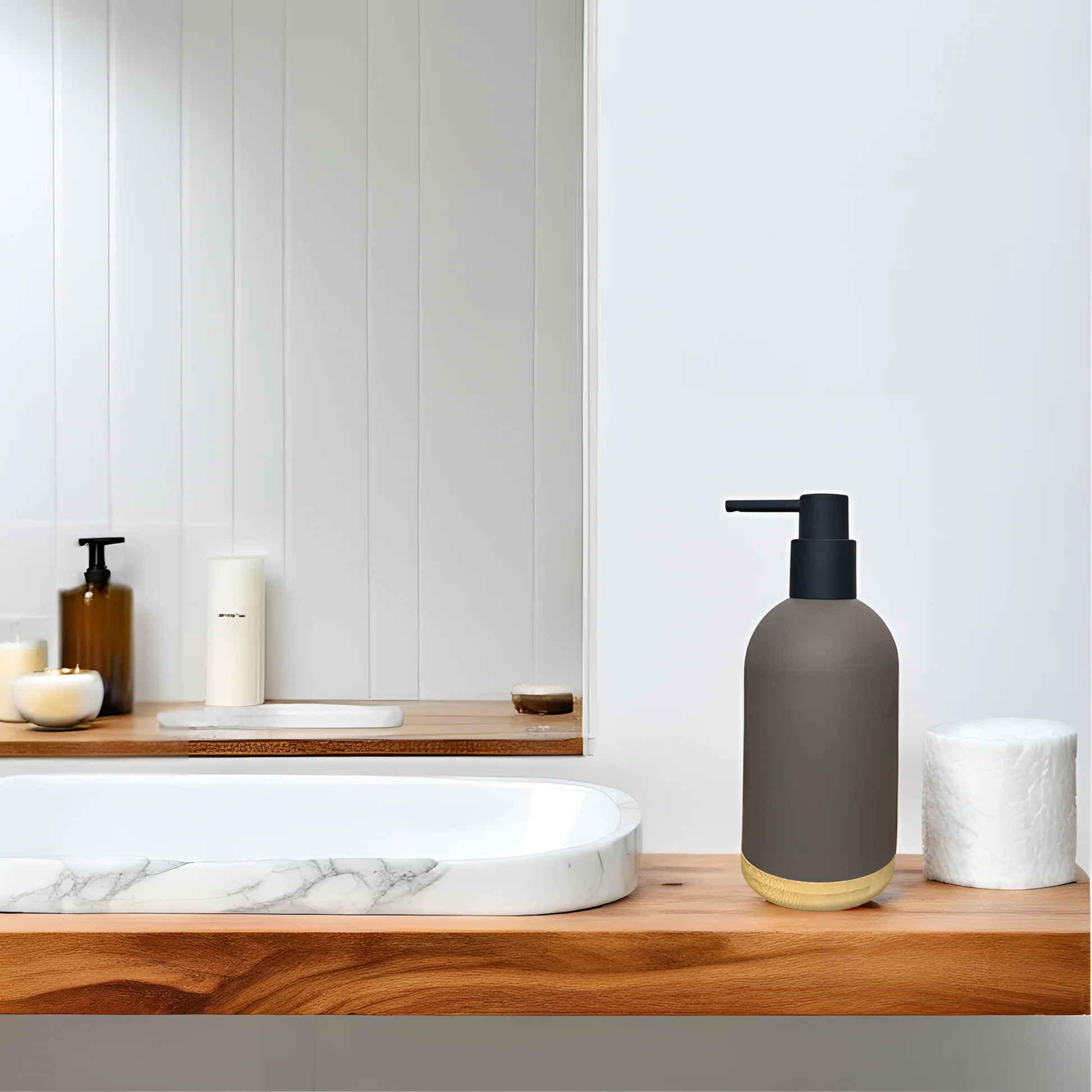 round home and fun soap dispenser with bamboo base - Thumbnail 2