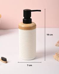 a1 long ribbed home and fun soap dispenser with wood top