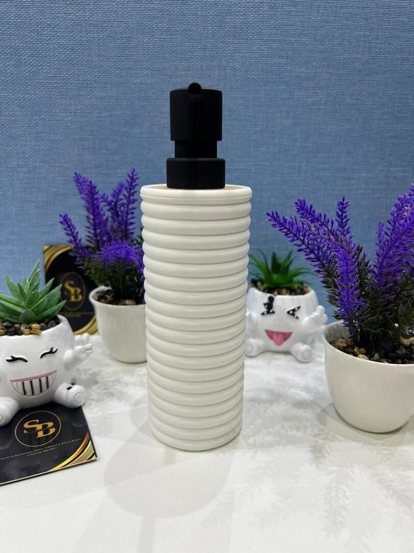 a2 long ribbed home and fun soap dispenser with wood top - Thumbnail 4
